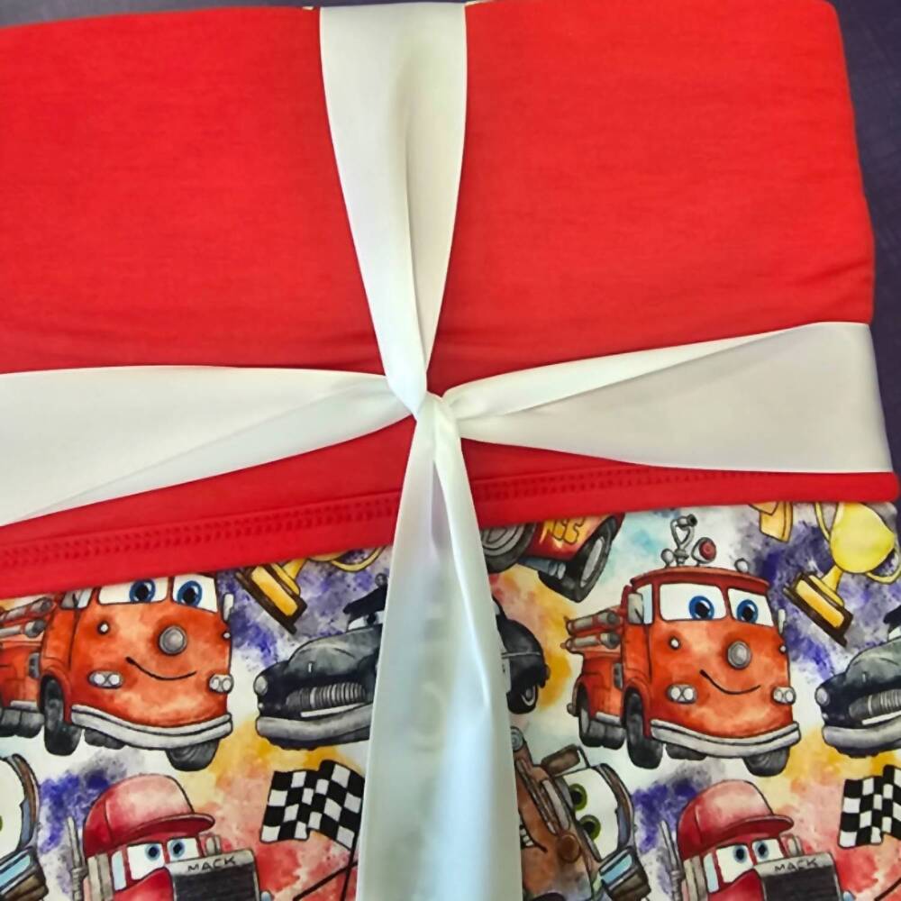 NEW CHARLIES PROJECT boy's cars go vroom two layer non quilted bamboo blanket in